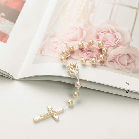 XINHUIDALSQ 50 Baptism Rosary Acrylic Rosary Mini Rosary Suitable for the First Holy Communion Baptism Party Gift Suitable for Recuerditos De Baut...