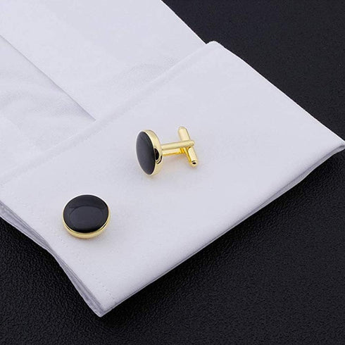8 Pieces Men Round Cufflinks and Button Studs Set,Cuff Links for Formal Business Wedding Tuxedo Shirt Accessories...