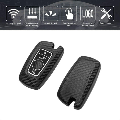 TANGSEN Smart Key Fob Case Cover Compatible with BMW 1 3 4 5 6 7 Series GT3 GT5 M5 M6 X3 X4 3 4 Button Keyless Entry Remote 3D Twill Weave Carbon ...