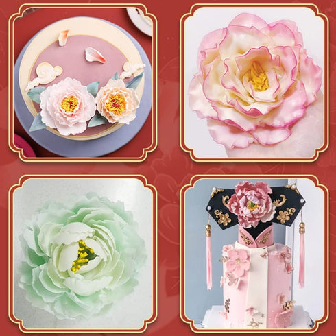 SK 5-Piece Peony Fondant Cutters Set Sugarcraft Modeling Tools Kit for Cake Decoration Black...