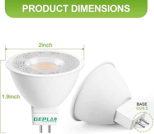 12 Pack MR16 GU5.3 LED Bulb 50W Halogen Equivalent, 5W 3000K Soft White, 450 Lumens, 38 Degree Spot Lighting for Indoor/Outdoor Flood Track Recess...