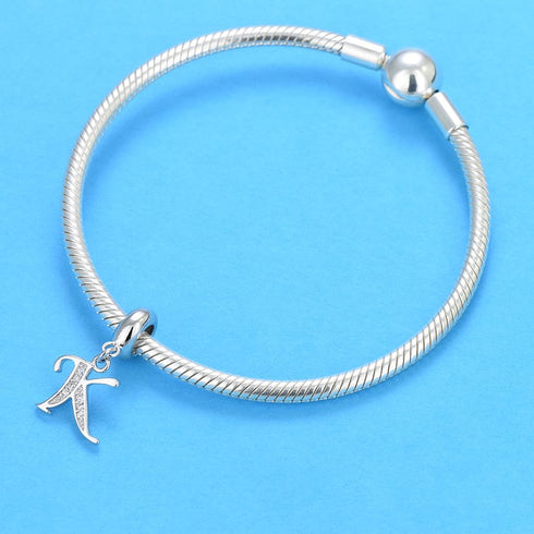 925 Sterling Silver Letter Charm Initial A-Z Charm Alphabet Crystal Anniversary Word Birthday DIY Family Charm for Pandora Charm Bracelet...