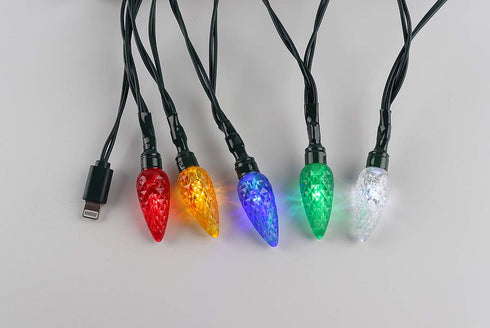 2 Pack KBG LED Christmas Lights Charging Cable, USB Charger Cord Multicolor 10LED 50inch Compatible with Phone 5,5s,6,6plus,6s,6s Plus,7,7plus,8,8...