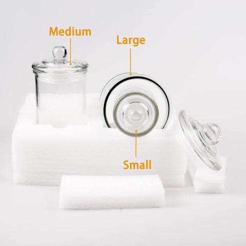 Mini Glass Apothecary Jars, Bathroom Storage Organizer Canisters for Cotton Swabs, Cotton Balls, Makeup Sponges, Bath Salts, Hair Ties, Makeup - S...
