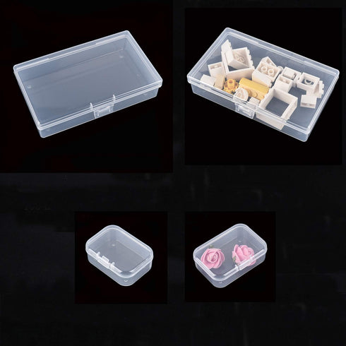 7 Pieces Mixed Sizes Rectangular Empty Mini Clear Plastic Organizer Storage Box Containers with Hinged Lids for Small Items and Other Craft Projec...