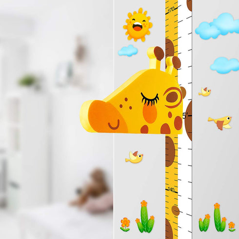 Baby Height Growth Chart Ruler for Kids Room Decor,3D Movable Giraffe Height Ruler Nursery Animal Wall Decals...