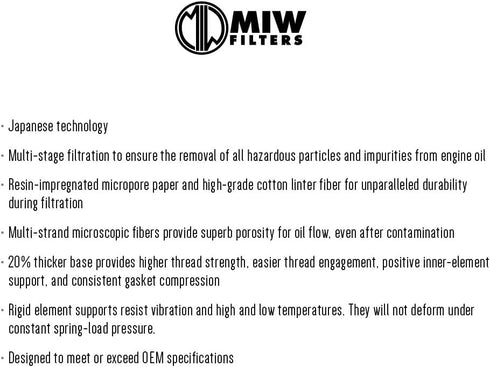 DB Electrical MIW B9008 Oil Filter Compatible With/Replacement For BMW F650 97 98 99, F650 GS/GS Dakar 06 07, F650 ST 97 98 99, F650CS 00 01 02 03...