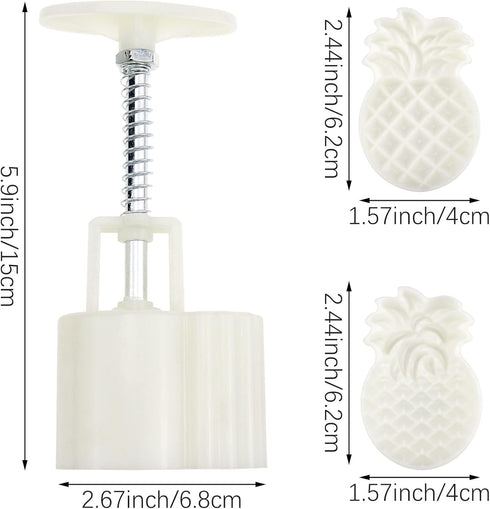 2 Set Pineapple Plastic Mooncake Mold Pineapple Lotus Stamp Hand Press Moon Cake Mould Pineapple Mooncake Cookie Cutter Bakeware Tools...