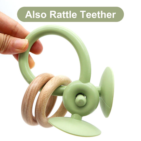 Gogzy - Parent-Child Interactive Silicone Baby Toy Set - Suction Cups Education Teething Toys for Infant Toddler Ages 6M+, BPA Free (Olive)...