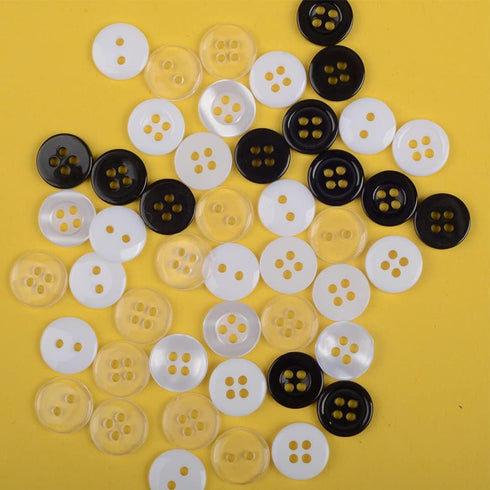 200Pcs Resin Buttons Children's Sweater Shirt Sewing Buttons, 11.5mm Transparent Round 4-Hole Buttons Decorative Button Accessories with Storage B...