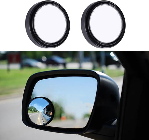 2 Pack Blind Spot Mirror, 2" Round HD Glass Convex Rear View Mirrors, 360° Wide Angle Side Rear View Mirror, Universal Exterior Accessories for Mo...