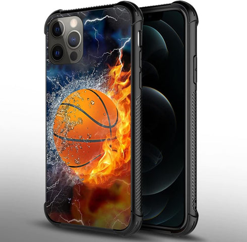 DAIZAG Case Compatible with for iPhone 13 Mini Ice Fire Basketball Phone Case Shockproof Soft TPU Phone Case for Boy Men Gift Case for iPhone 13 M...