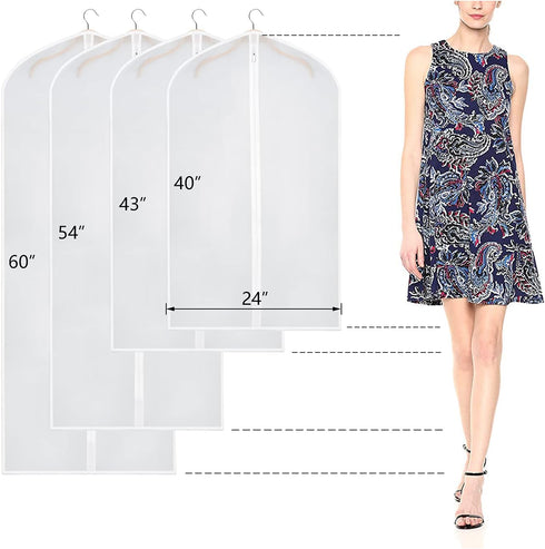 Zilink Garment Bags for Long Dresses 60-inch Translucent Suit Bag with Full-Length Zipper (Set of 6) for Dance Costumes Gown Dress Clothes Storage...