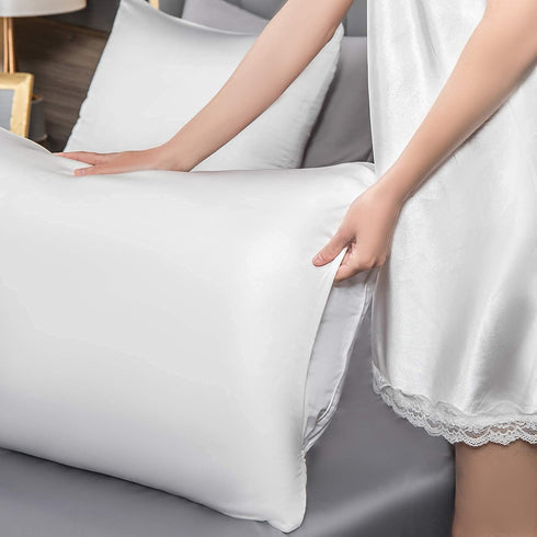 Mulberry Silk Pillowcase for Hair and Skin,Standard Size Cooling Silk Pillow Case with Hidden Zipper,Allergen Proof Dual Sides Soft Breathable Smo...