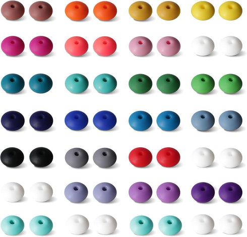 150PCS 12mm Lentil Silicone Beads 7 Color Set DIY Focal Beads Mix Color Silicone Beads for Pens Rubber Beads Loose Beads for Art Craft...