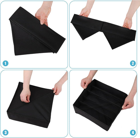 Boudar Black Foldable Dresser Drawer Organizers Underwear Organizer Dividers?5 Cell Foldable Storage Boxes Drawer under Cabinet Organizer for Bra,...
