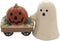 Fine Ceramic Cute Halloween Casper Costume with Pumpkin Wagon Salt & Pepper Shakers Set, 3-1/4" H...