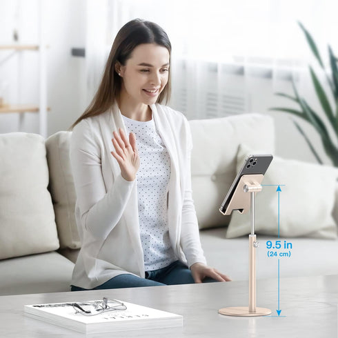 OMOTON Cell Phone Stand, Angle Height Adjustable Phone Stand, Aluminum Desktop Phone Holder Dock Stand for Desk, Compatible with iPhone 13/Mini/Pr...
