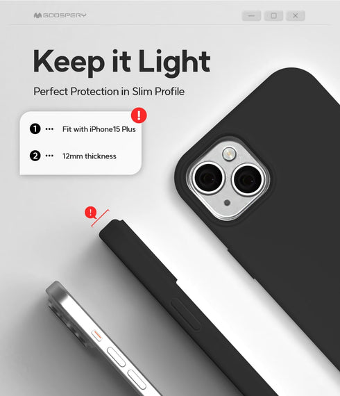 GOOSPERY Liquid Silicone Case Compatible with iPhone 15 Plus, Silky-Soft Touch Full Body Protection Shockproof Cover Case with Soft Microfiber Lin...