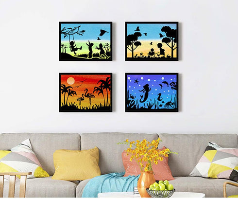 Animal Stencils for Painting,16 Pcs Forest Landscape Stencil,Mountains Rivers Stencils,Reusable Plastic Painting Stencils,Animals, Plants, People,...