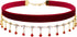 14K Gold Plated Ruby Red Layered Velvet Choker Necklace for Women Double Chain Indian Chokers Necklaces Goth Vampire Chocker Boho Chokers Statemen...