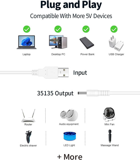 Electric Toothbrush Charger Cord for Fairywill, Sonic, Initio, Dnsly, Bitvae, Kipozi, Gloridea, DC 5V USB Cable for Hatch Baby Rest, Rest+, Rest M...