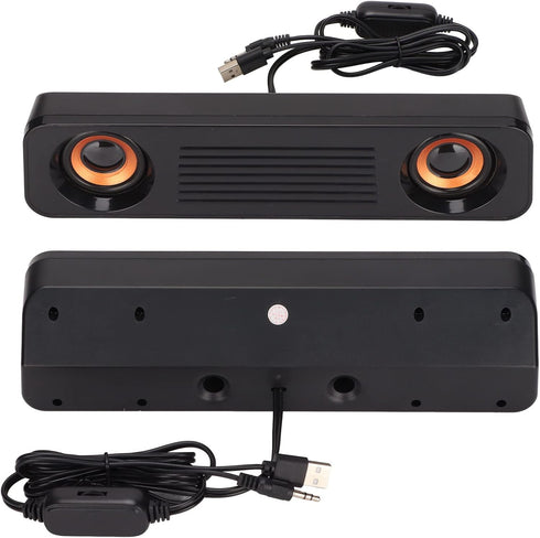 Portable HiFi Sound Wired Computer Sound Bar, USB Powered 3.5mm Audio Jack 60Hz-20kHz Speaker for Desktop, Laptops, Phones, Tablets, Xbox, Noteboo...