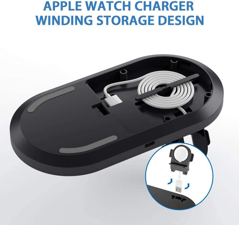 Seacosmo Wireless Charger, 3 in 1 Qi-Certified Fast Charging Station Dock for iPhone/for Samsung, for Airpods 2 3, Nightstand Docking Station for ...