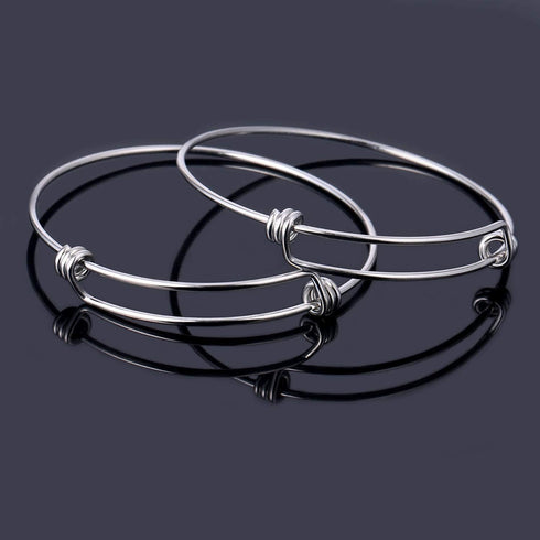 ALEXCRAFT 12 PCS Silver Expandable Bangle Bracelets Adjustable Wire Blank Bangles Set Stainless Steel Bracelets for DIY Jewelry Making 2.6 Inches...