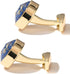 Polyhedral Blue/Black Gemstone Round Cufflinks for Men In Gift Case Golden/Silver Tone Unisex Cufflinks Jewelry Set for Wedding Party Anniversary ...