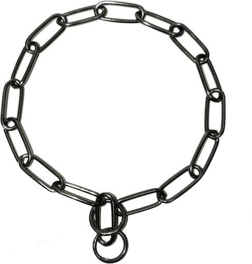 Platinum Pets Coated Fur Saver Chain Training Collar, 27-Inch by 4mm, Black Chrome...