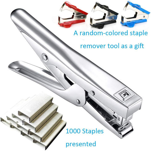 ONDY Plier Stapler Heavy Duty Office Stapler Hand Held 20-Sheet Stapler Papers Stapling Machine with 1000 Staples and Staple Remover Tool, Silver...