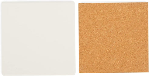 Bright Creations White Square Ceramic Coasters - 4 in x 4 in Unglazed Tiles with Cork Backing, 12 Pack - Blank Ceramic Square Coasters for Crafts ...