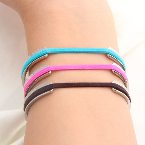 Hair Tie Bracelet Stainless Steel Grooved Cuff Bangle Gift for her (3 PCS silver)...