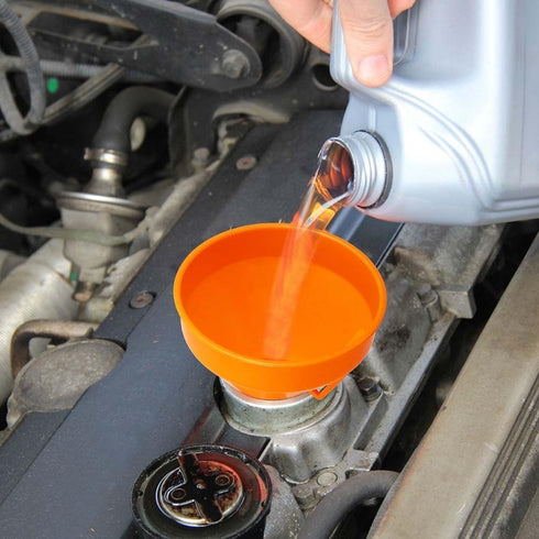 VICASKY 2pcs Angle Plastic Spill with Kerosene Oil Orange Motorcycle Fluids Neck Engine Long Extension Motorcycles Extension, Strainer Funnel Funn...