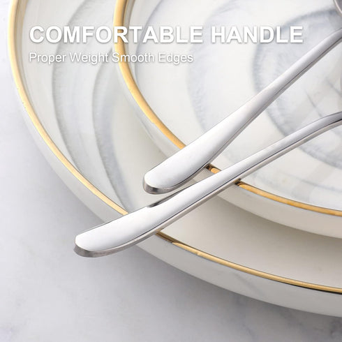 4-Piece Round Stainless Steel Bouillon Spoons Soup Spoons, Stainless Steel Large Round Spoons, Heavy-Weight Round Deep Bowl Spoon Set, Dinner Meta...