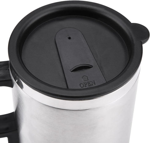 Car Electric Cup, 12V 60W 450ml Electric Incar Stainless Steel Travel Heating Cup Coffee Tea Car Cup Mug for 12V Power Source Cars 16 x 8.5cm...