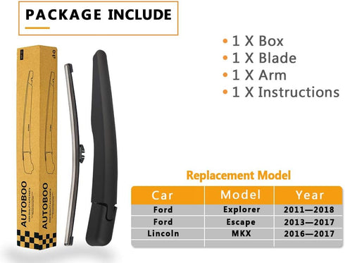 Rear Wiper Arm Blade Replacement for Ford Explorer 2011-2023,Escape 2013-2023,2015-2019 Lincoln MKX Back Windshield Wiper Blade Arm Set -Original ...