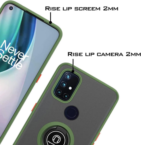 TJS Compatible with OnePlus Nord N10 5G Case, with Tempered Glass Screen Protector, Metal Ring Magnetic Support Kickstand Heavy Duty Protector Pho...