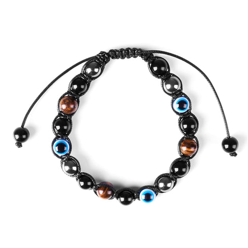 Evil Eye Bracelets for Mens Women,Fathers Day Dad Bracelet for Men,Cool Mens Bracelets,Black Weighted Bracelet for Men,Fathers Day Gifts for Dad/G...