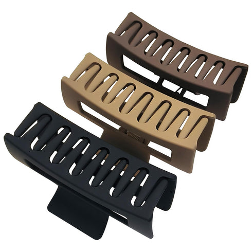 4 Inch Square Wider Claw Clips, 10.5 cm Bendable Rectangle Large Neutral Hair Clips for Thin and Thick Long Curly Hair, Matte Big Hair Claw Clips,...