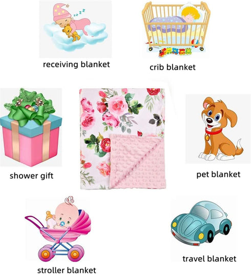 Boyoung Baby Blanket, Soft Minky Warm Blanket for Boy or Girl, Receiving with Double Layer Dotted Backing Newborns Nursery Stroller Toddlers Crib ...
