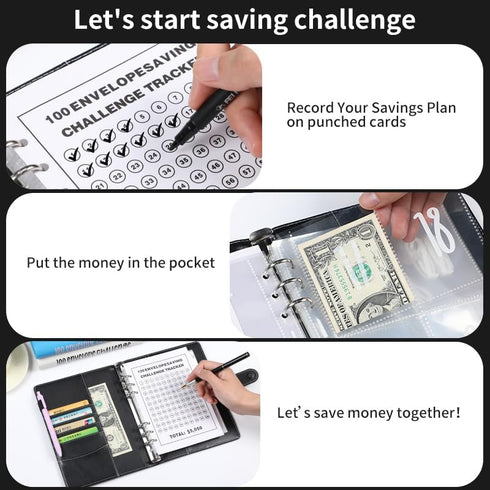 100 Envelopes Challenge Binder, A5 Money Saving Budget Binder with Cash Envelopes - Savings Challenges Book to Save $5,050,Self service financial ...