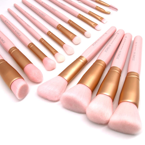 ZOREYA Makeup Brush Set - 15 Pcs Premium Synthetic Foundation Concealers Eye Shadows Make Up Brush,Eyeliner Brushes(Pink)...