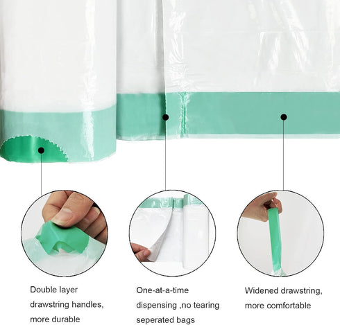 4 Gallon Drawstring Small Trash Bags-0.5 Mil Strong Small Trash Can Liners for Bathroom/Office, Unscented White Garbage Bags, 60 Count...