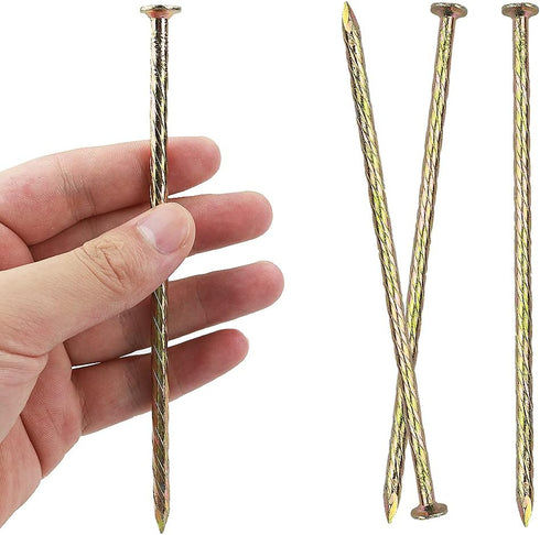 15 Pcs Artificial Stakes Nails, 6" Spiral Non-Rust Galvanized Metal Garden Landscape Edging Yard Stakes Timber Anchoring Spikes Ground Stakes Heav...