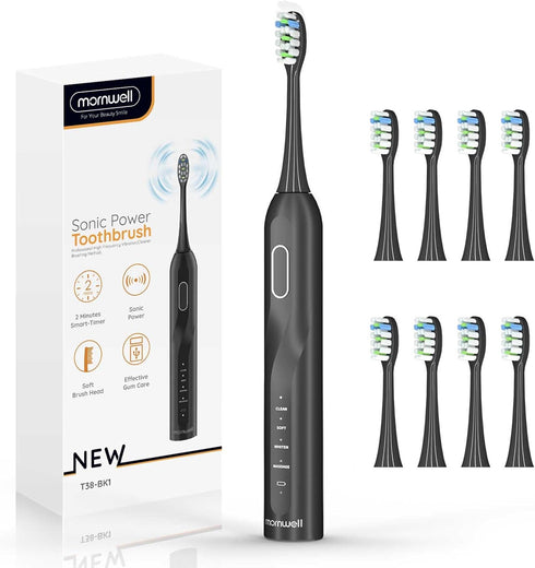 Sonic Electric Toothbrush, Sonic Toothbrush with 5X More Effective Cleaning Power, Rechargeable Electric Toothbrush with 8 Brush Heads, 4 Modes, L...