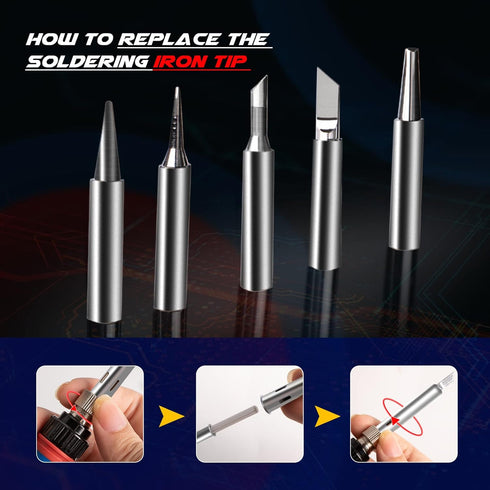 Soldering Iron Kit, 60W 110V Soldering Welding Iron Kit with Ceramic Heater, 10 in 1 Adjustable Temperature Soldering Welding Iron Kit Soldering I...