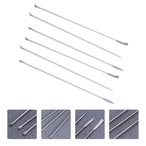 Hemobllo Stainless Steel Micro Lab Sampling Scoop Experiment Spoons Micro Medicine Spoons Reagent Laboratory Sampling Spoon Set 6PCS...