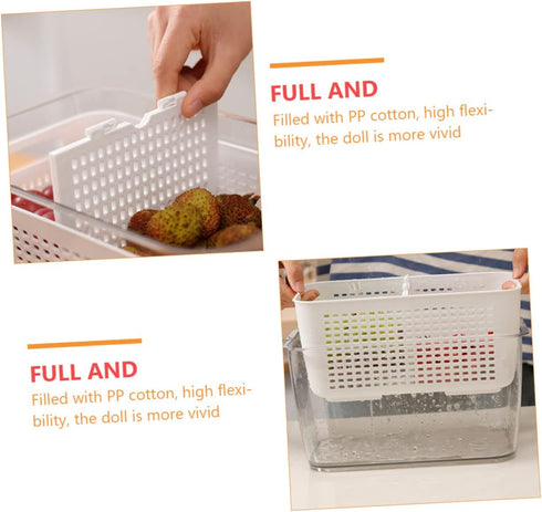 1pc Double Storage Basket Plastic Drawer Plastic Storage Bins Clear Organizer Box Over The Sink Colander Strainer Basket Fridge Pull Out Bin Veggi...